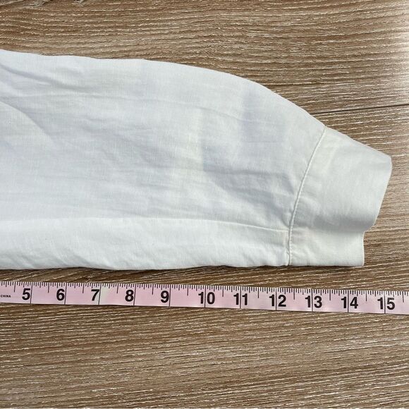 Zara White Button-Up Linen Blouse Size Small - Picture 12 of 14